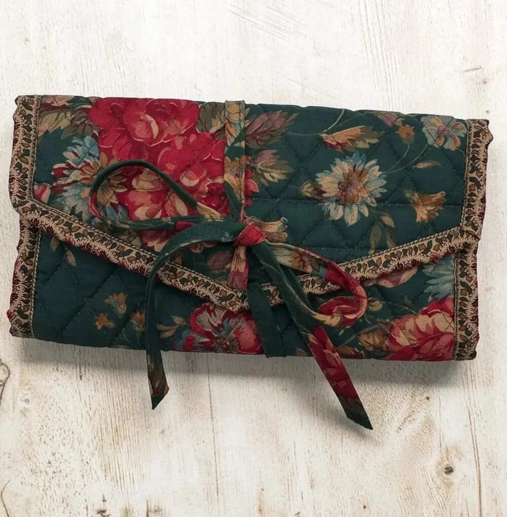 Vtg Vera Bradley Folding Envelope Style Jewelry Pouch 1980s Clutch Greenbrier